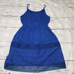Pixley Stitch Fix Periwinkle Blue Fit & Flare Dress with Crochet Lace Trim